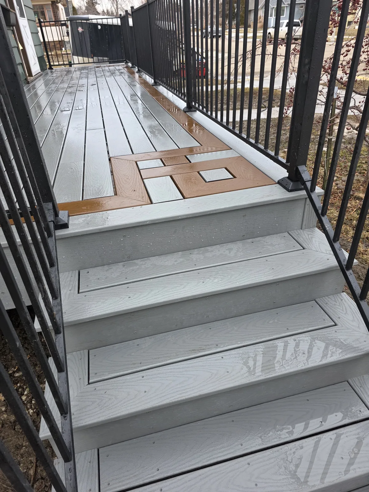 Composite Deck Inlay Stairs in Alexander, ND