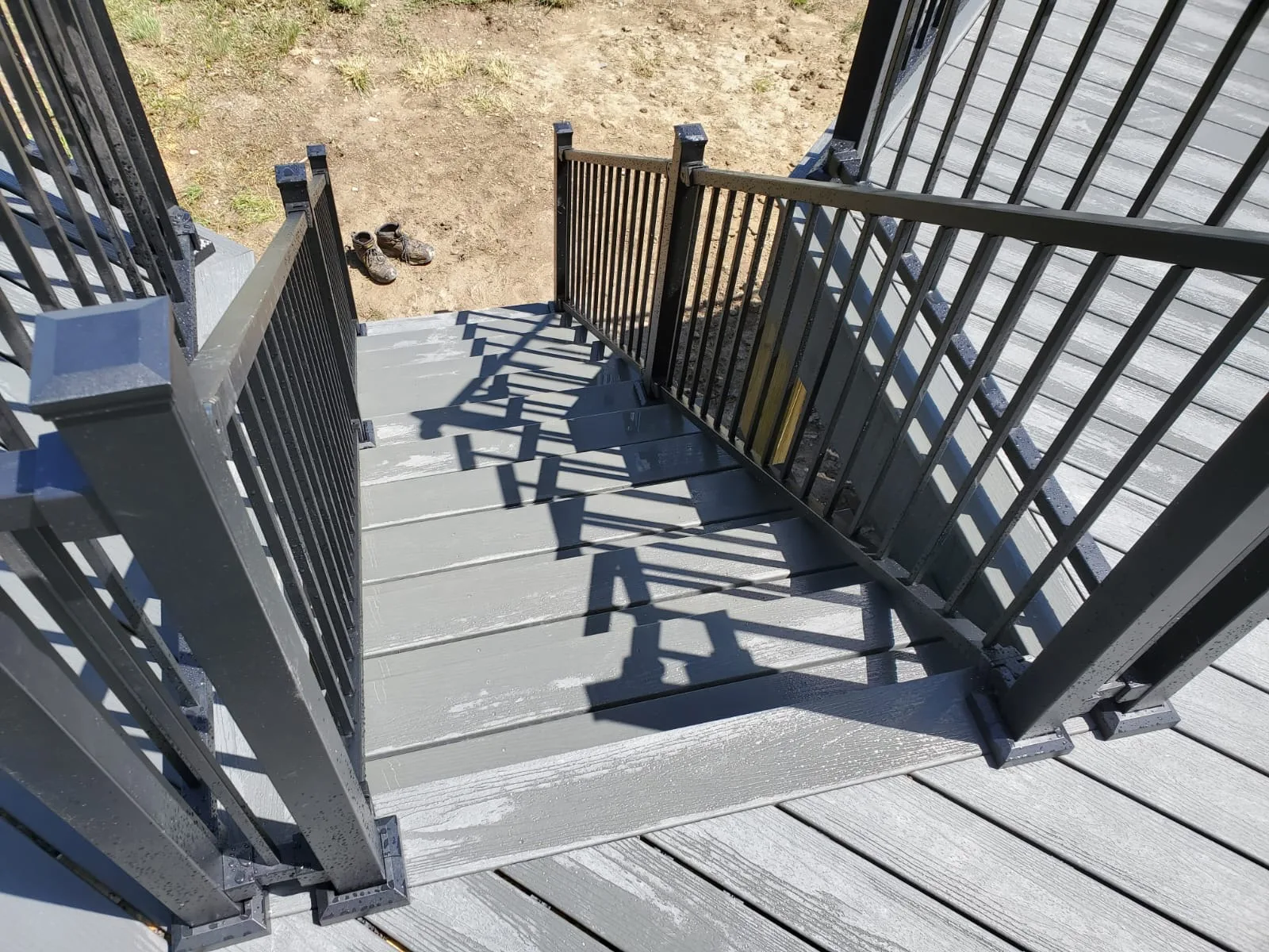 Composite Deck with Stairs & Metal Railing in Watford City, ND