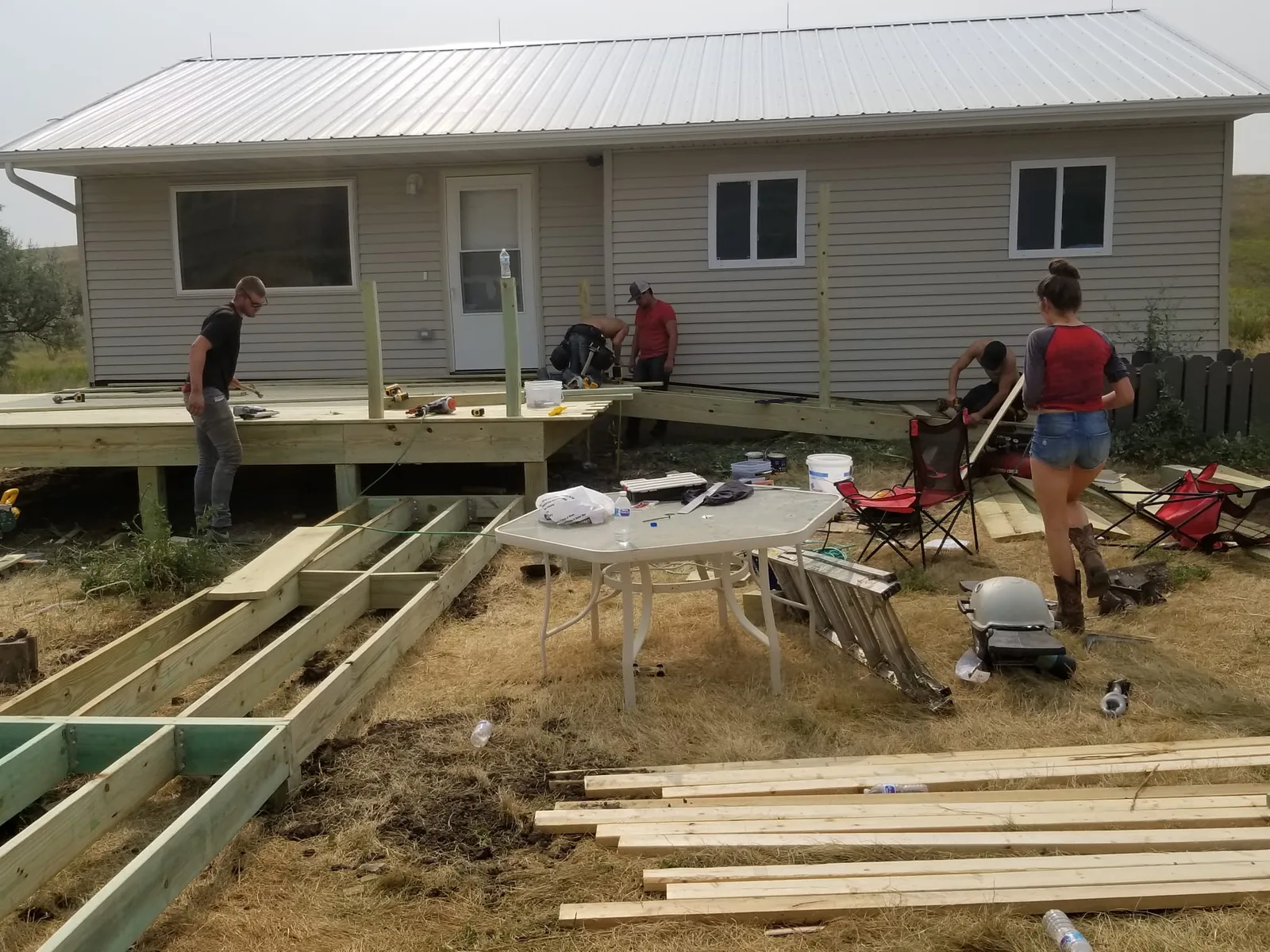 Hillside Deck Framing in Stanley, ND