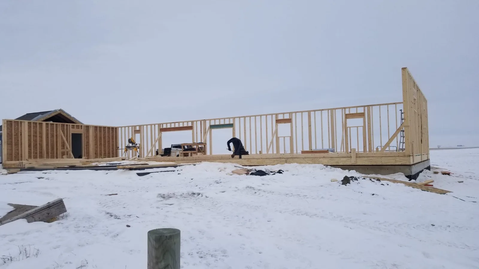 Two-Story Winter Framing in Crosby, ND